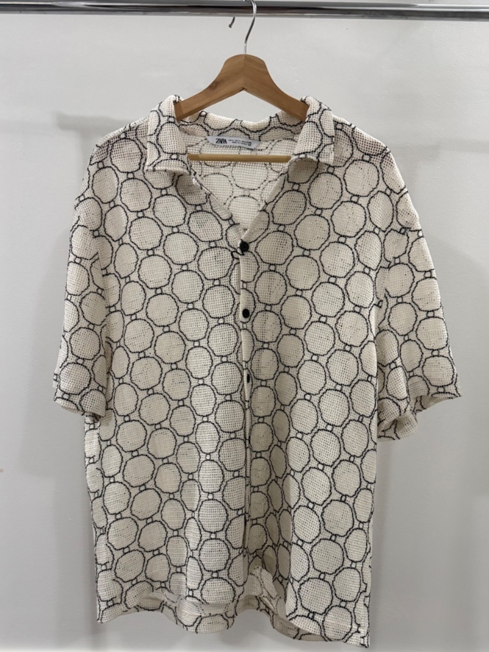 Zara Knit Button-up Shirt (Cream)